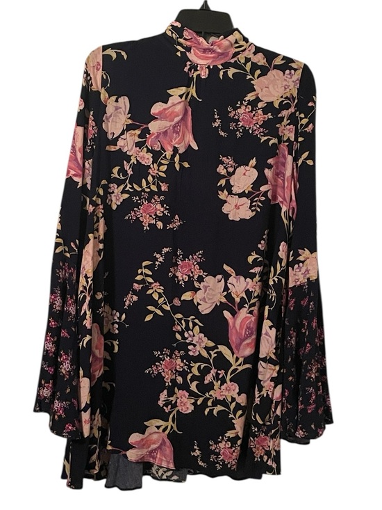 Free People Tops - Free People‎ Women's Navy Multicolor Floral Bell Sleeve Tate Tunic Top Size L